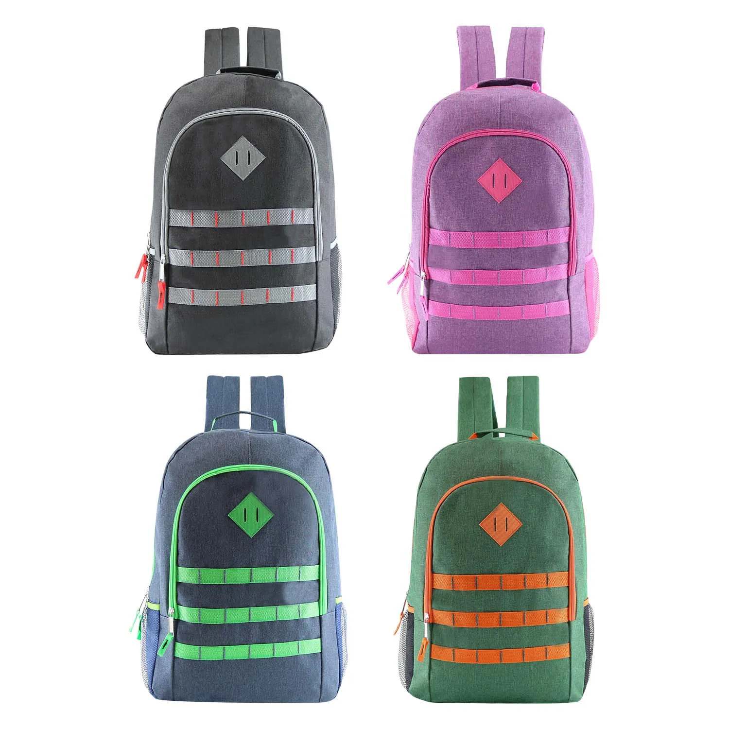 19" Premium Wholesale Backpack In 4 Colors - Bulk Case Of 24 Backpacks