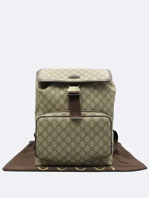 246103 GG Logo PVC Supreme Canvas Brown Leather Trim One Pocket Backpack