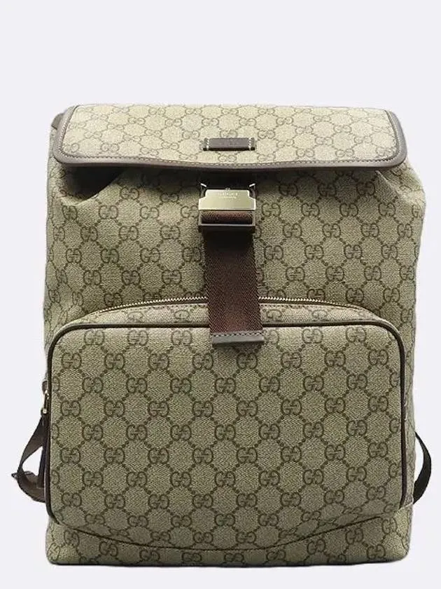 246103 GG Logo PVC Supreme Canvas Brown Leather Trim One Pocket Backpack