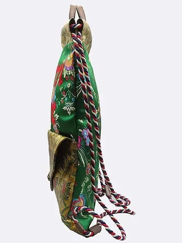 470442 Flower embroidery tiger head decorated drawstring backpack