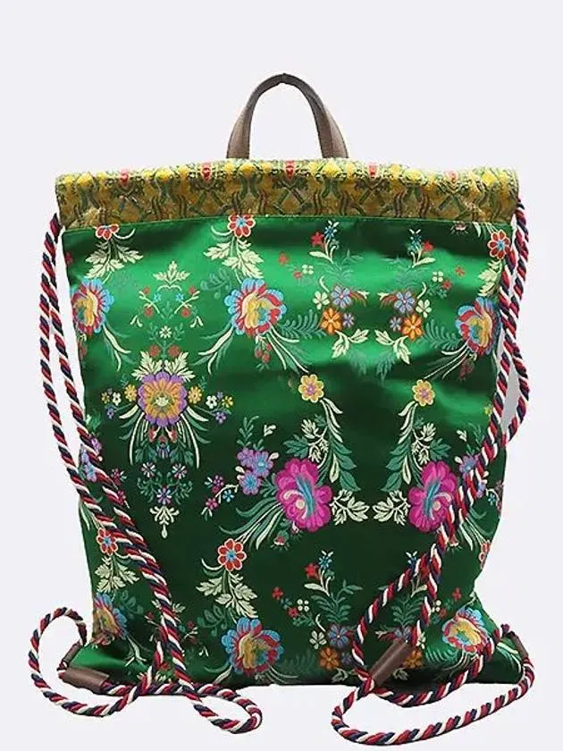 470442 Flower embroidery tiger head decorated drawstring backpack
