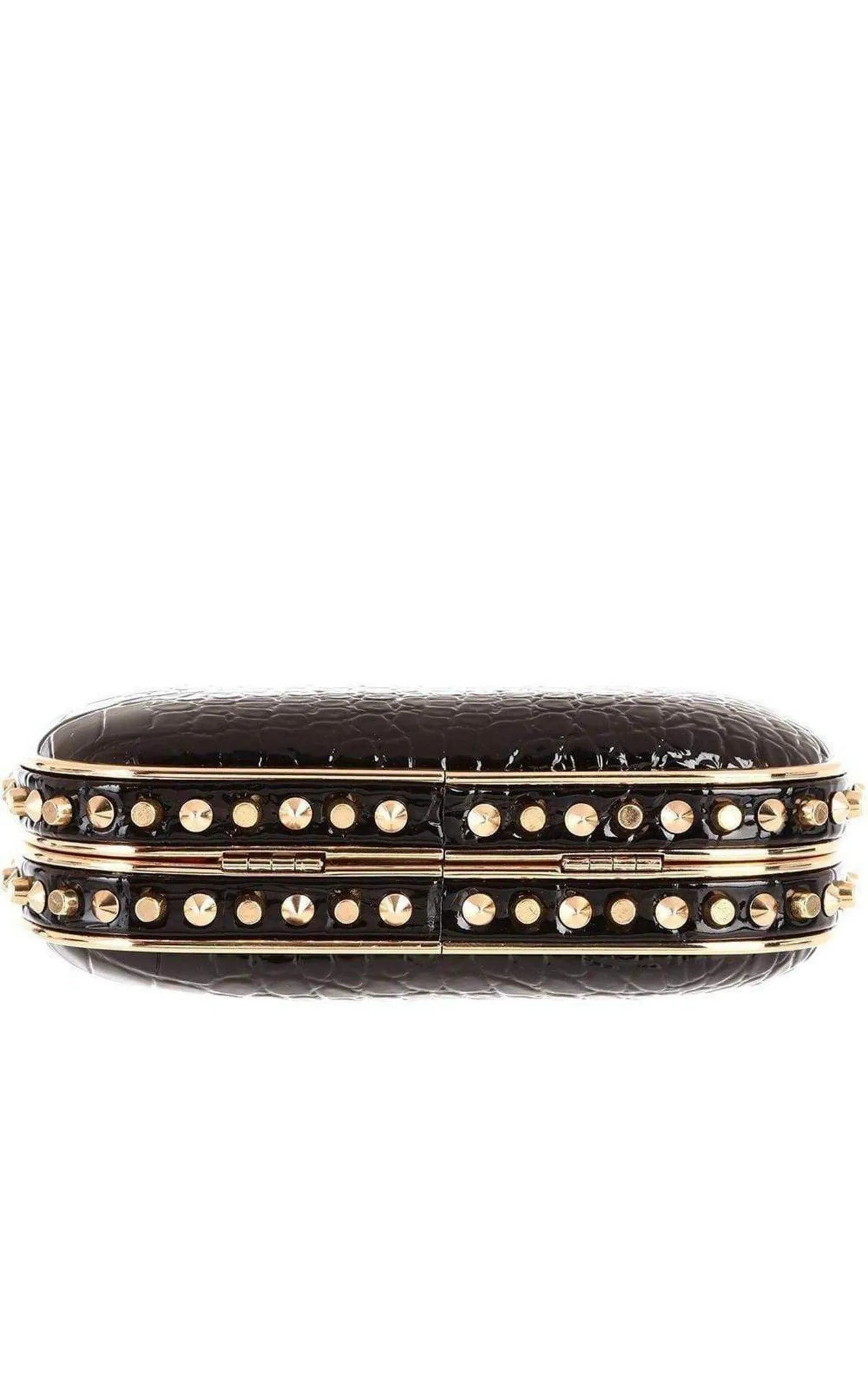 Alexa Black Patent Faux Leather Clutch