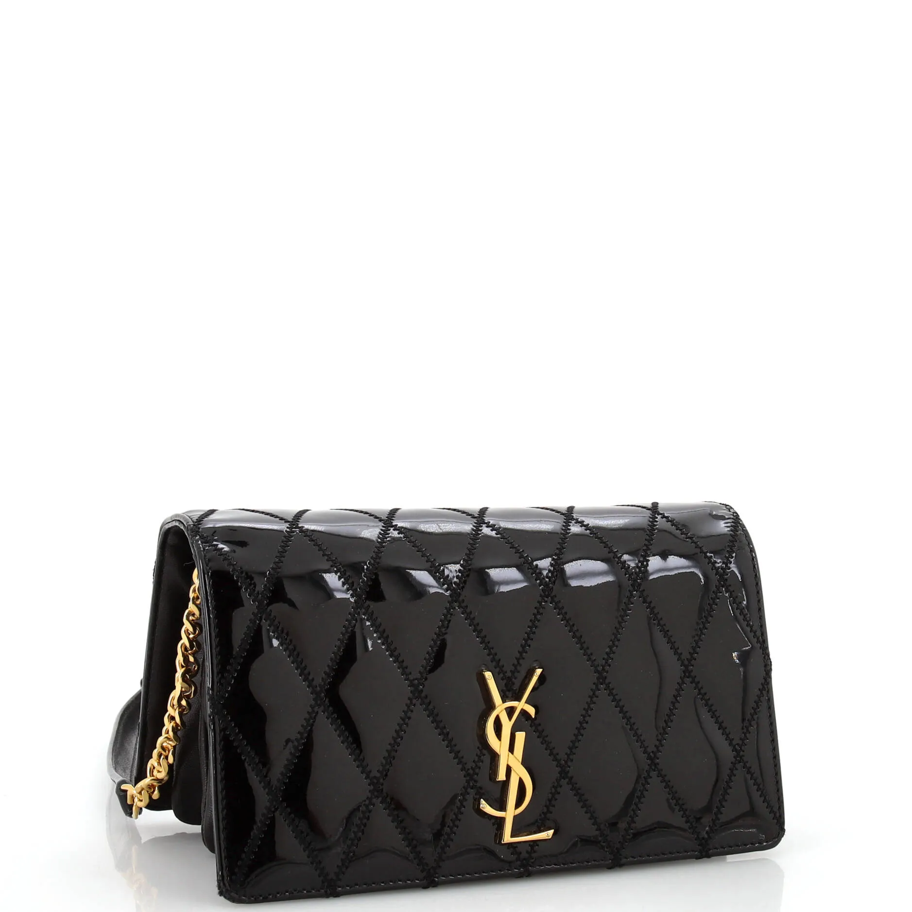 Angie Chain Shoulder Bag Quilted Patent Small
