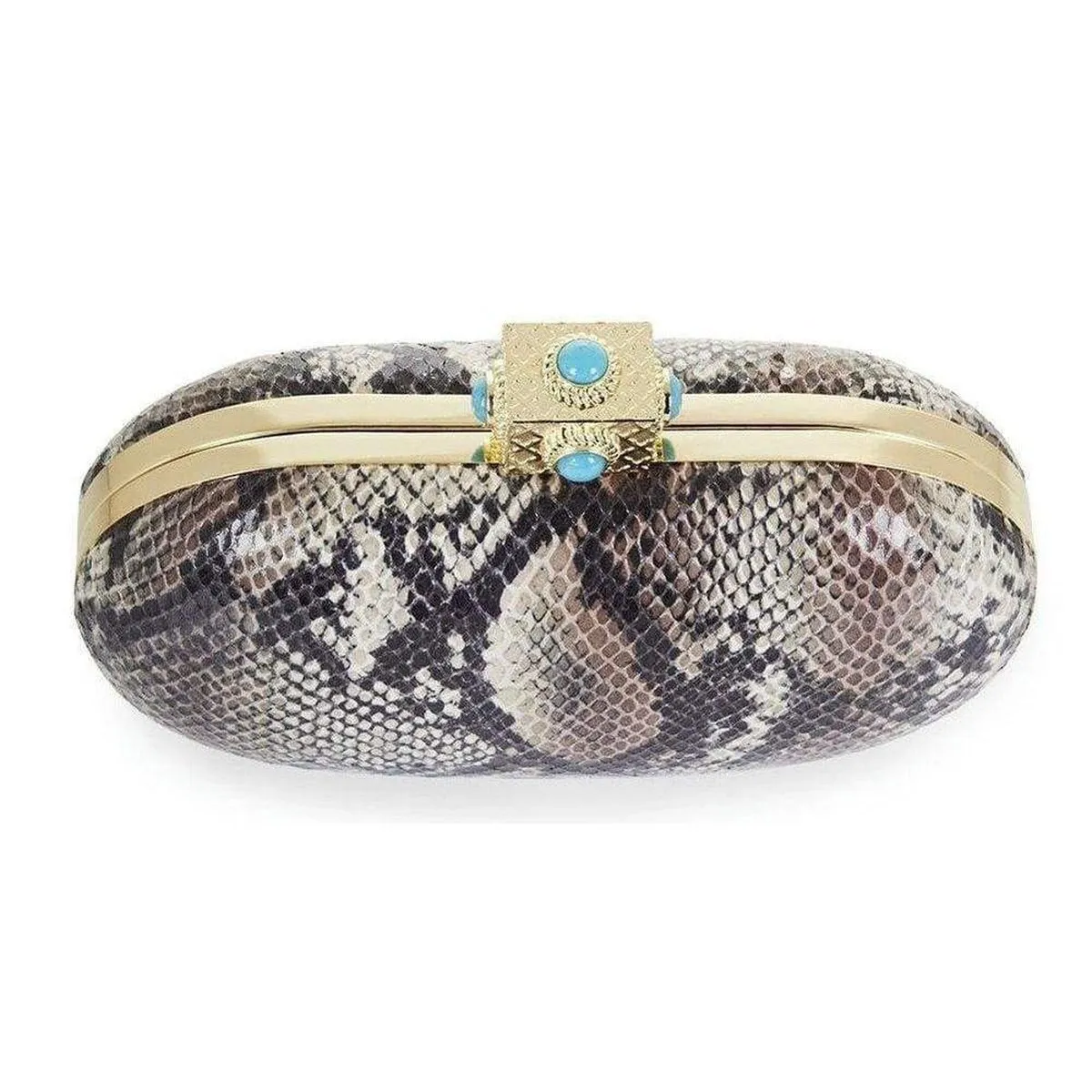Ariane Turquoise Stone Tilt Lock Clutch