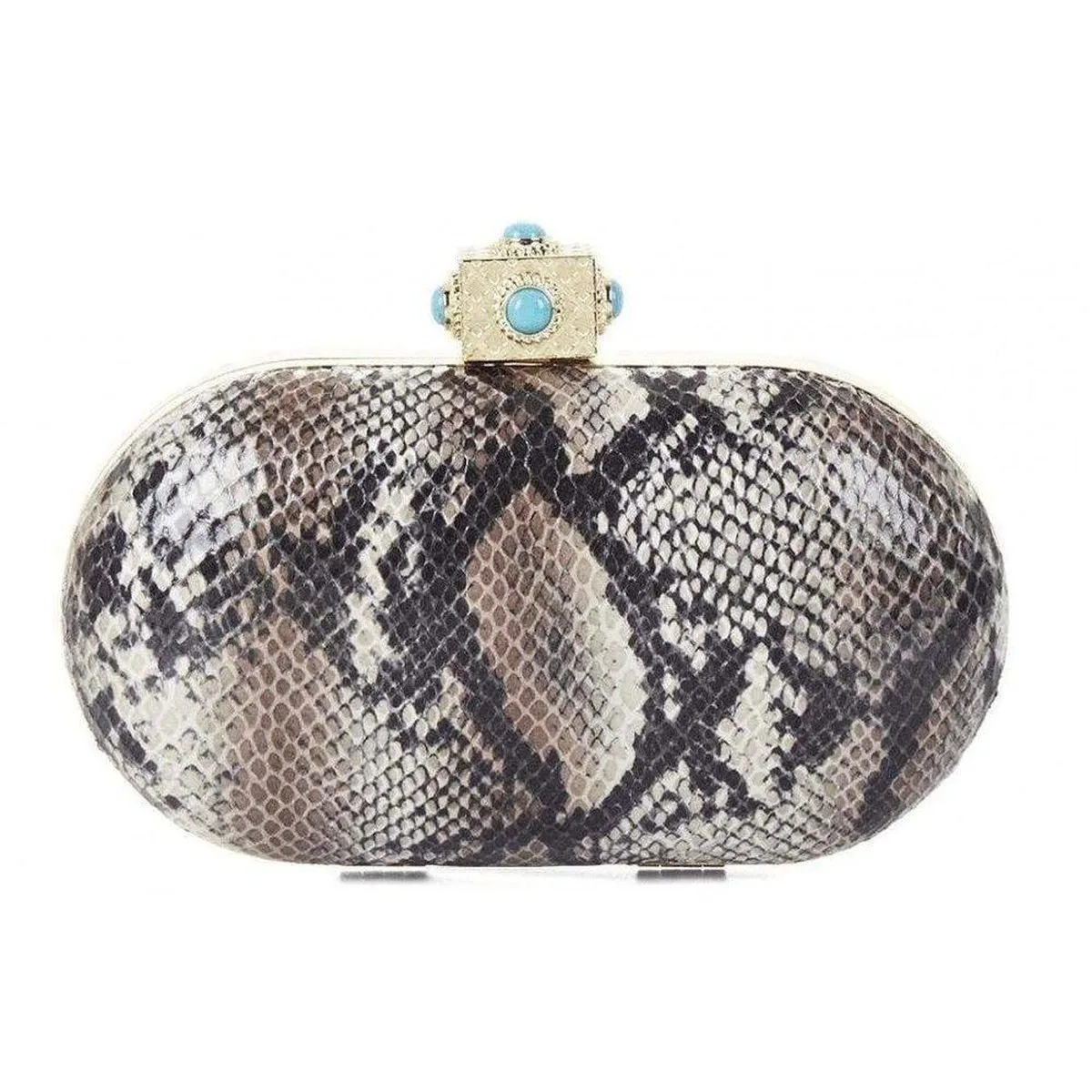 Ariane Turquoise Stone Tilt Lock Clutch