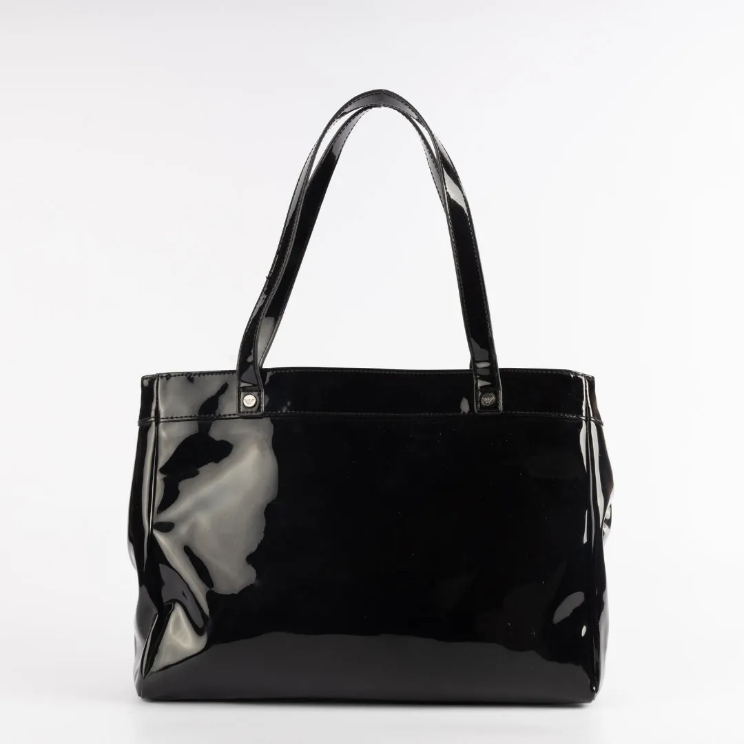 Armani Jeans Embossed Logo Patent Tote