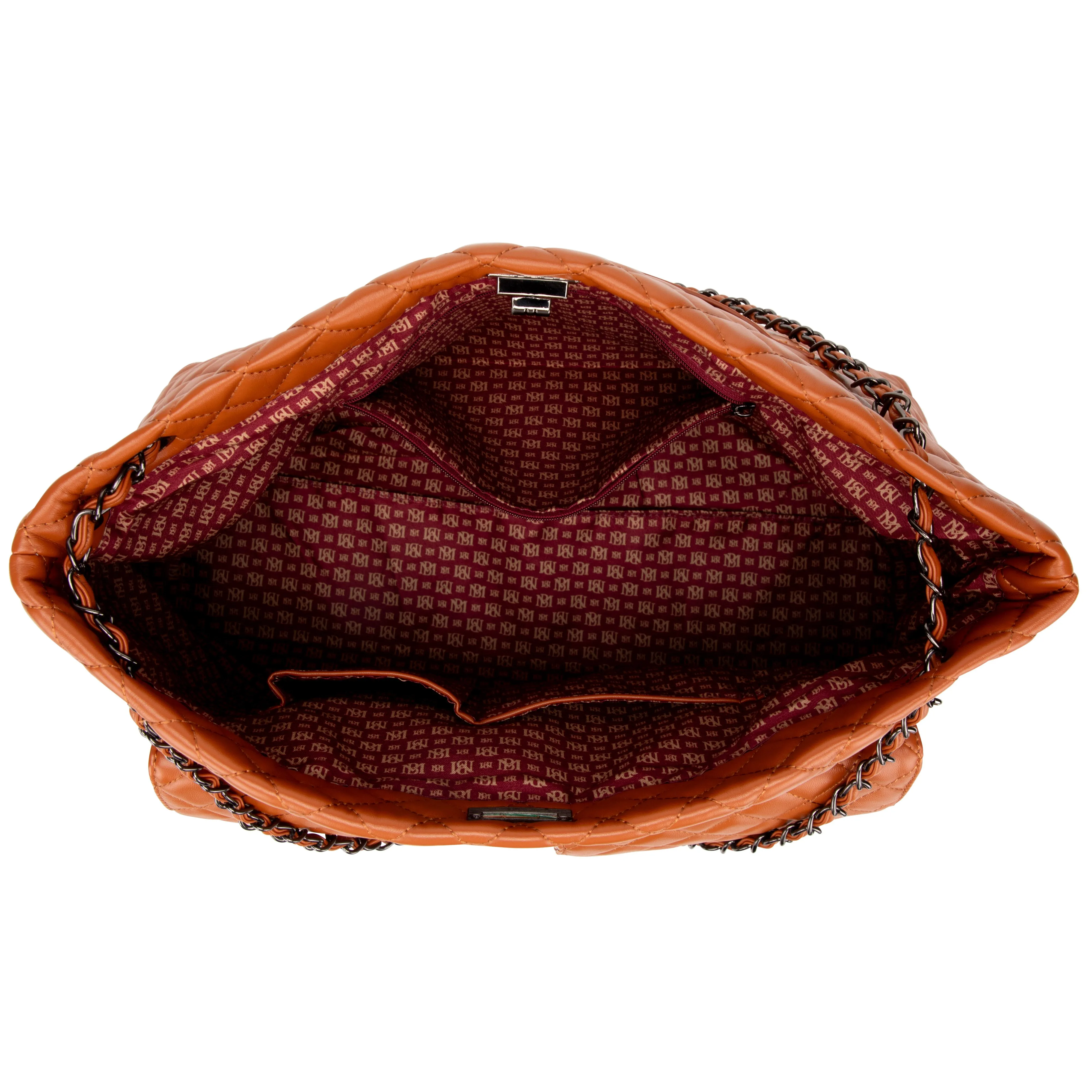 BADGLEY MISCHKA Diana XL Quilted Vegan Leather Travel Weekender Tote Bag | Brown