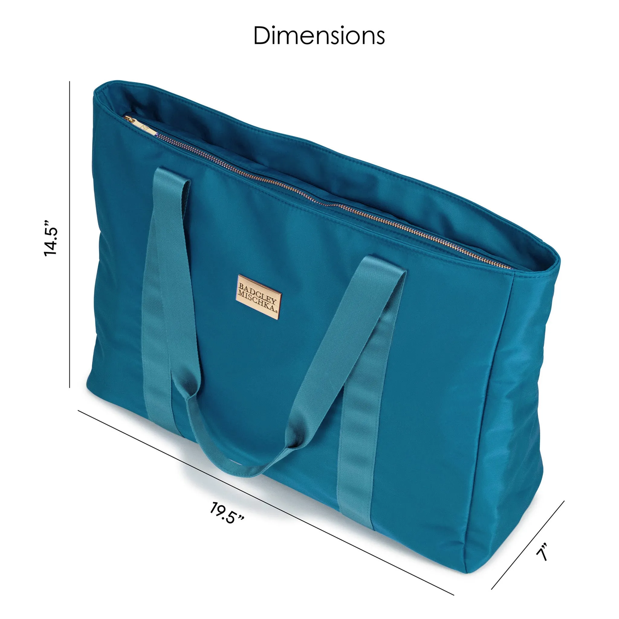 BADGLEY MISCHKA Nylon Weekender Travel Tote Bag | Aqua