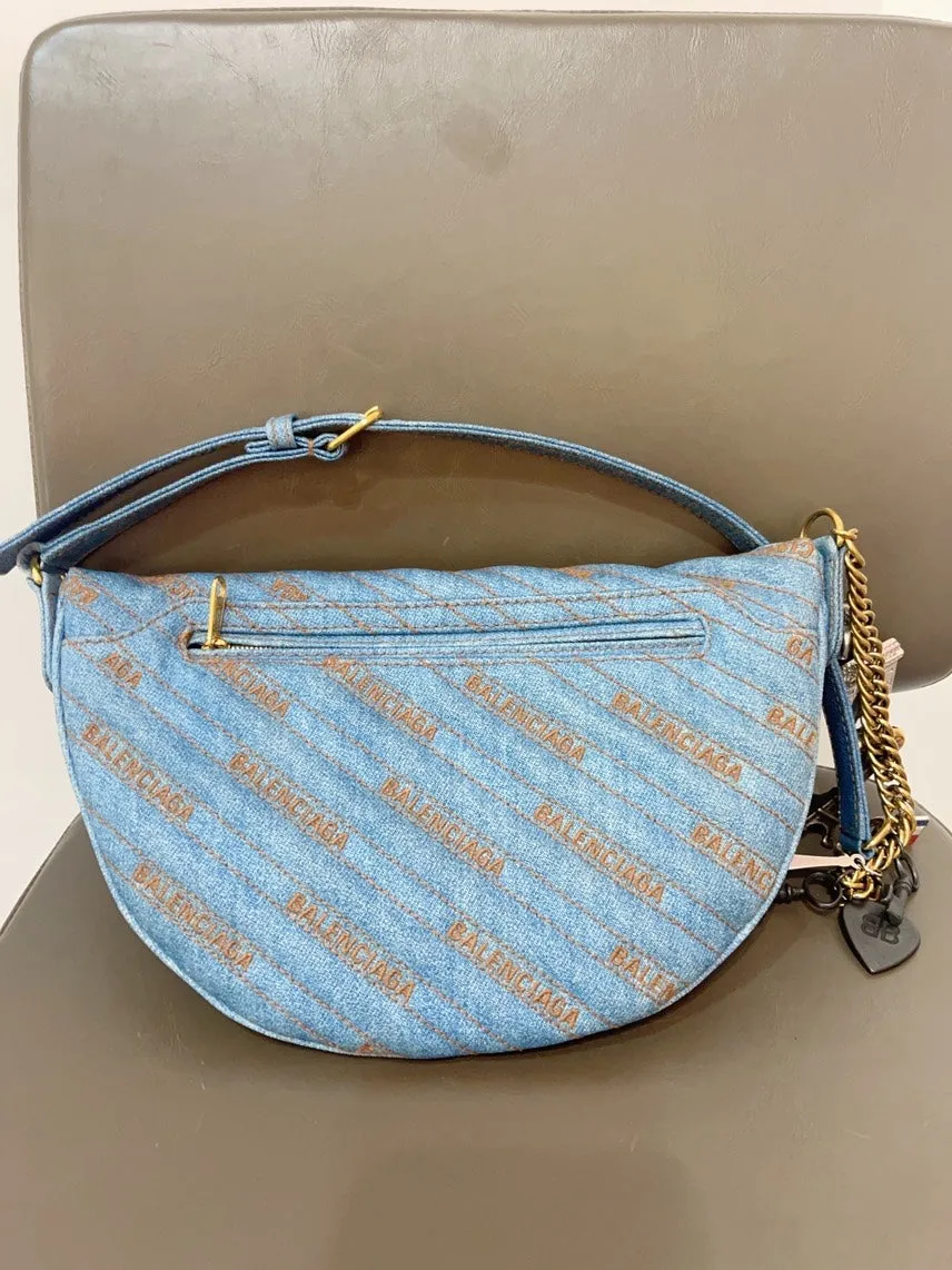 Balenciaga Denim Chain Bag in Blue - Preloved Shoulder Bag