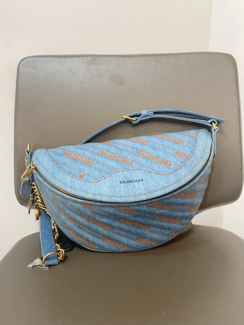 Balenciaga Denim Chain Bag in Blue - Preloved Shoulder Bag