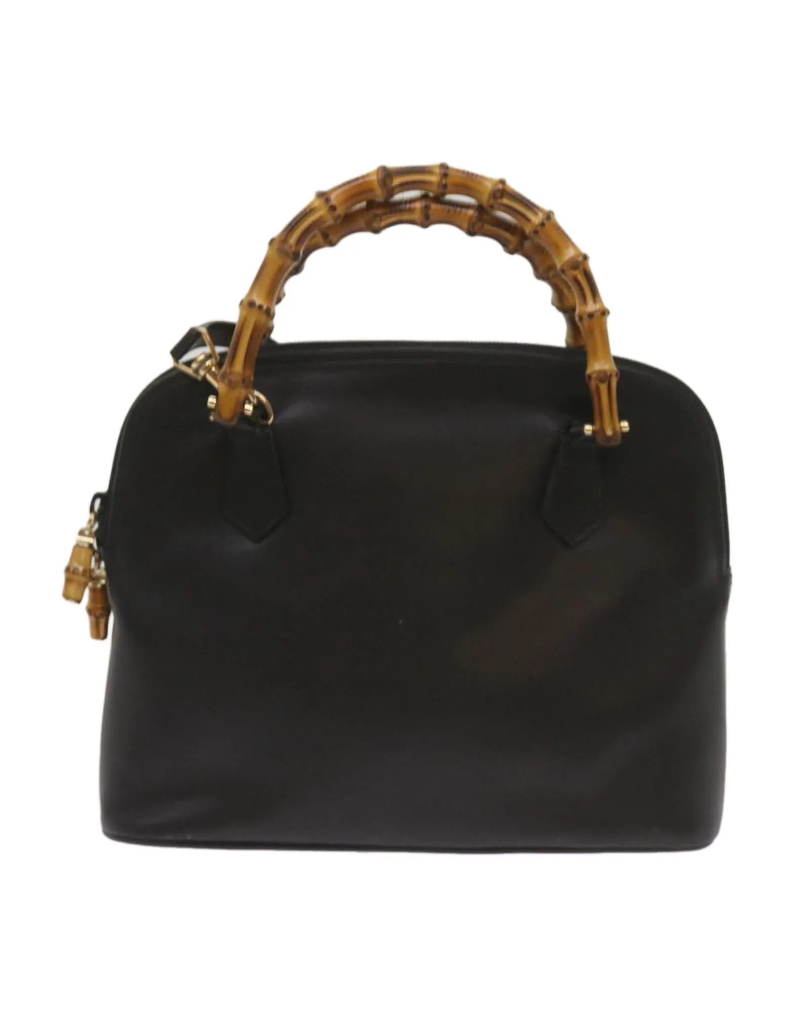 Bamboo Handle Leather Shoulder Bag
