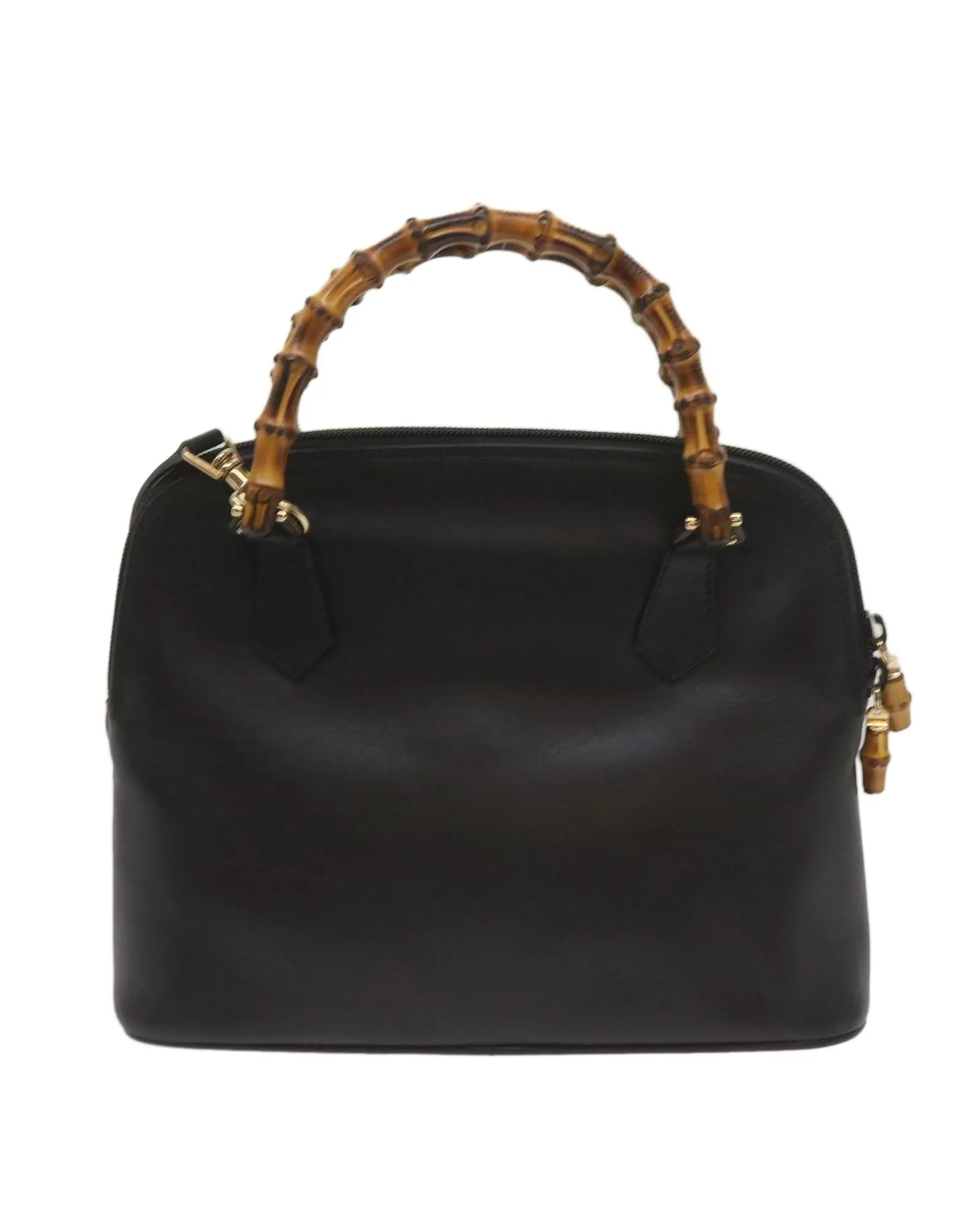 Bamboo Handle Leather Shoulder Bag