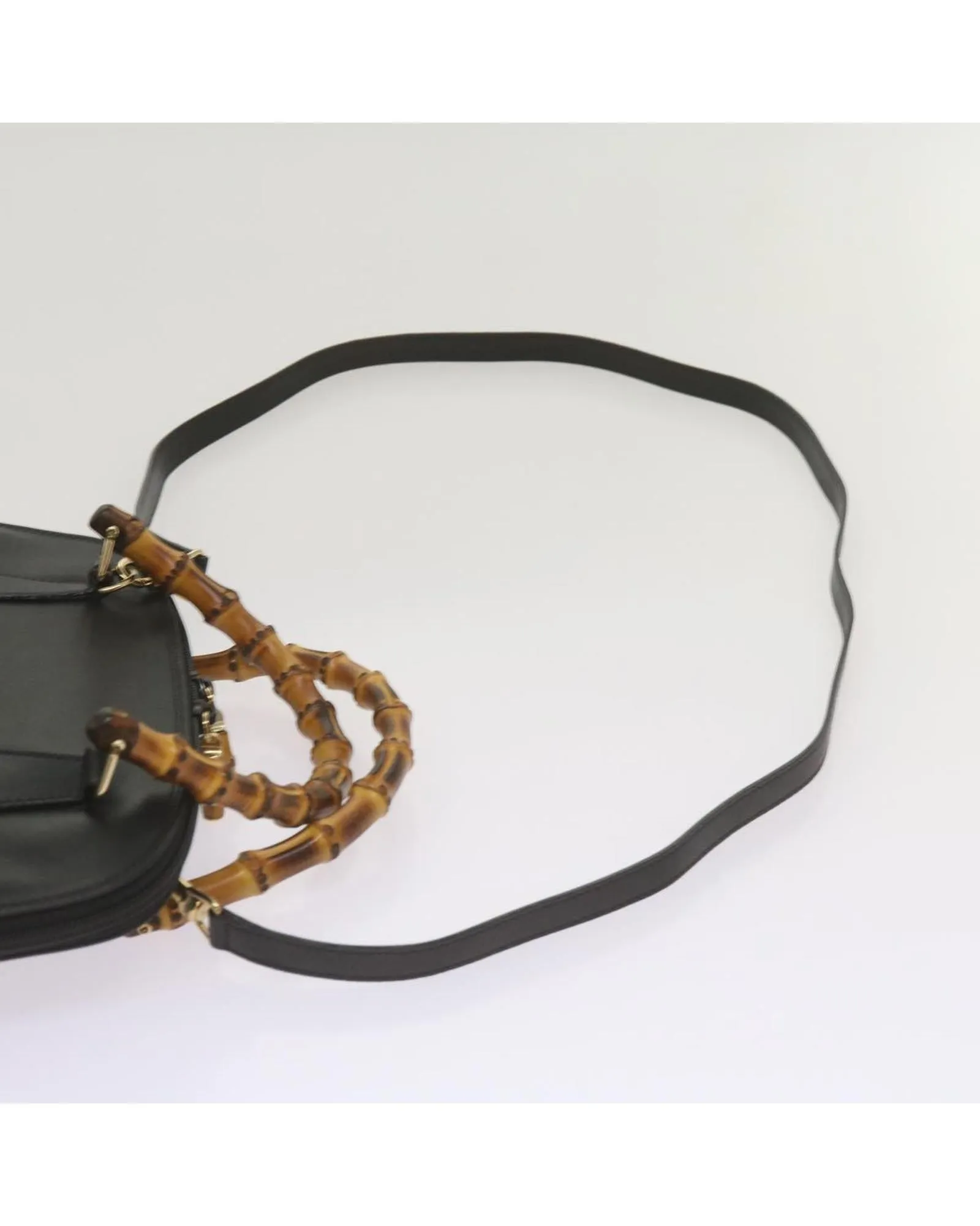 Bamboo Handle Leather Shoulder Bag