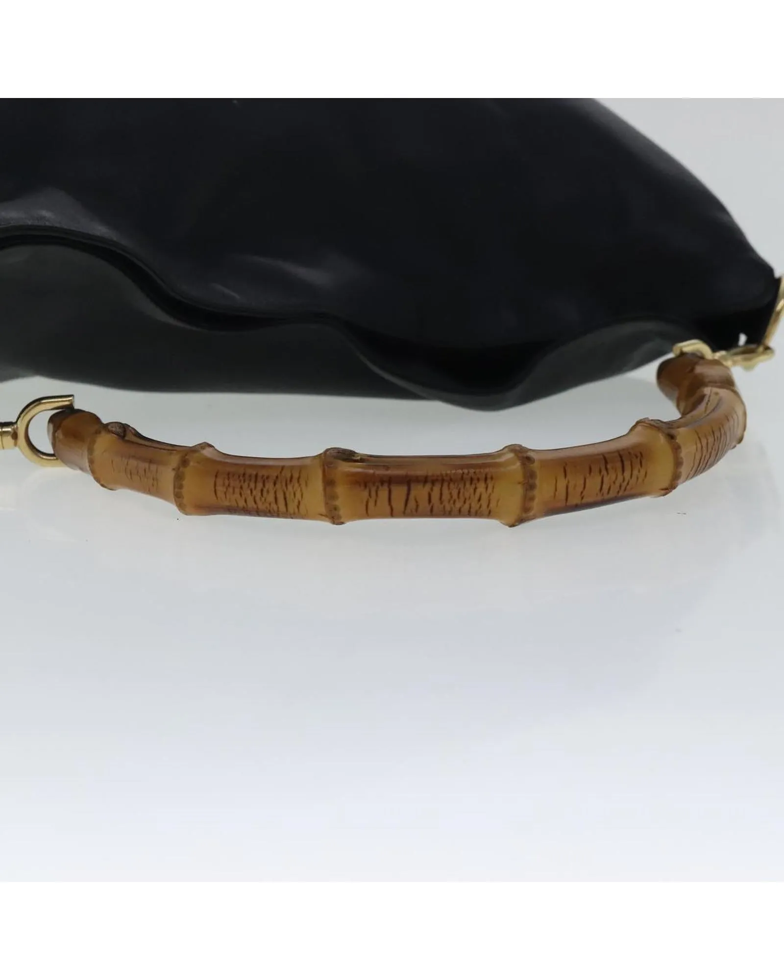 Bamboo Leather 2-Way Hand Bag with Shoulder Strap
