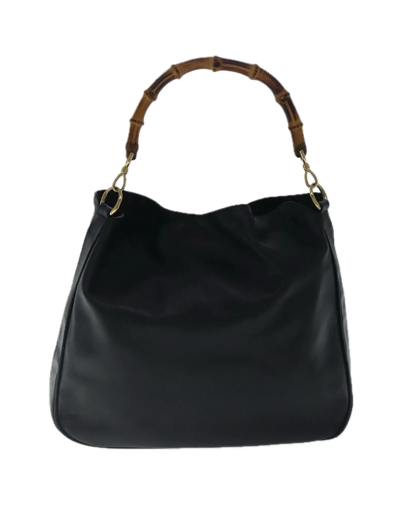 Bamboo Leather 2-Way Hand Bag with Shoulder Strap