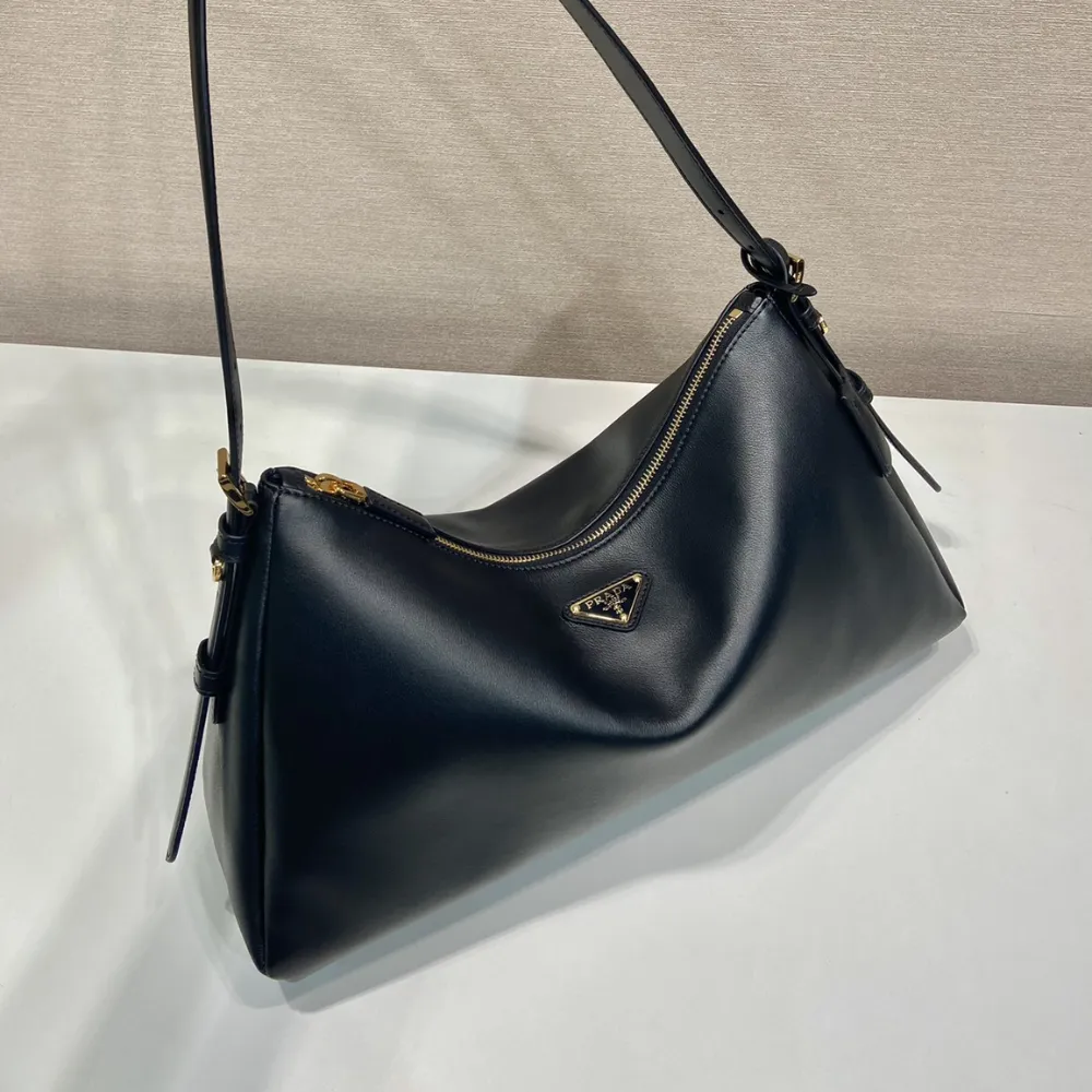 Black Aime Large Leather Shoulder Bag for Women