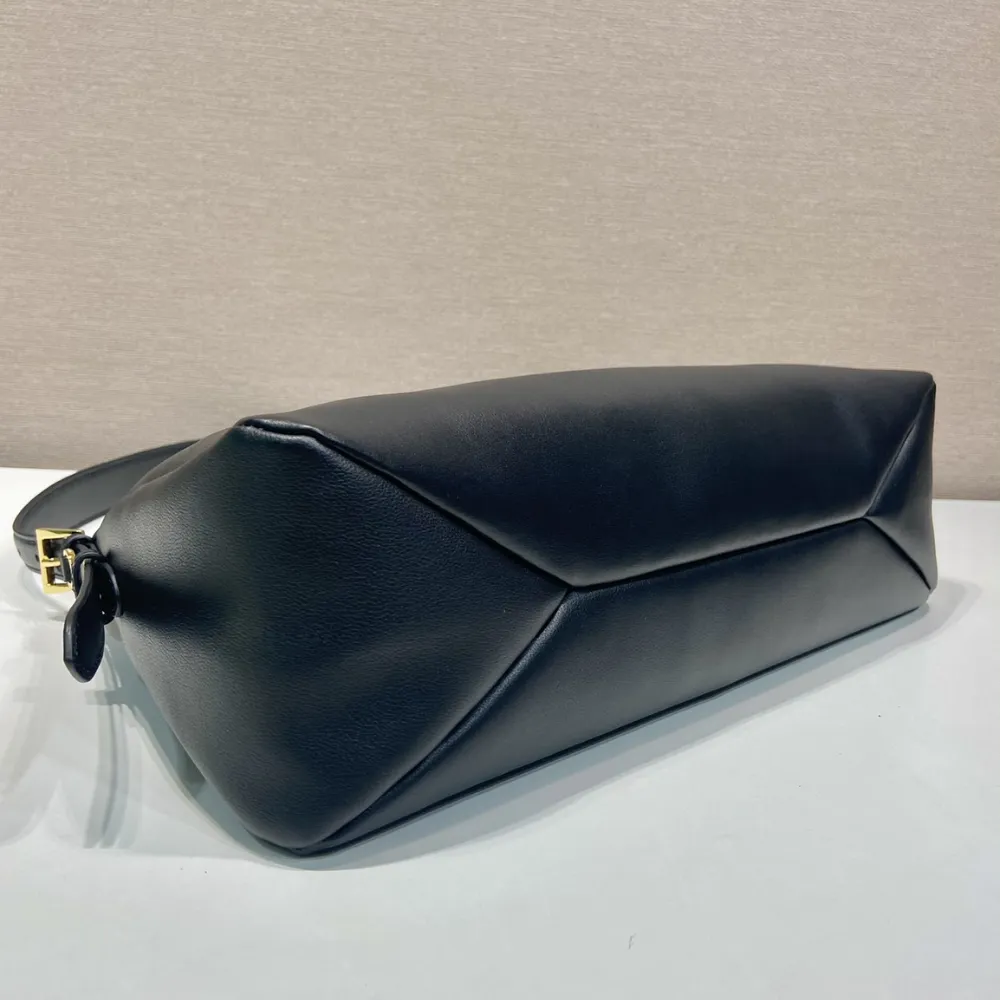 Black Aime Large Leather Shoulder Bag for Women