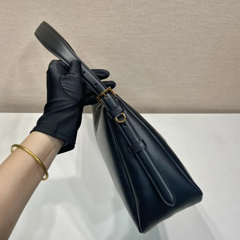 Black Aime Large Leather Shoulder Bag for Women