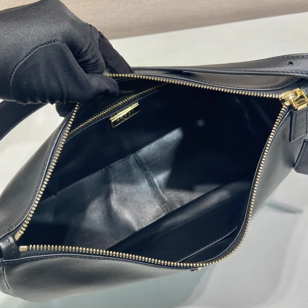 Black Aime Large Leather Shoulder Bag for Women