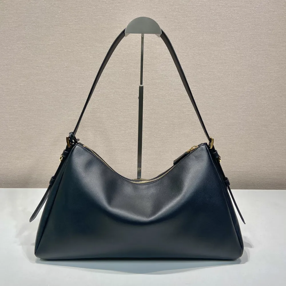 Black Aime Large Leather Shoulder Bag for Women