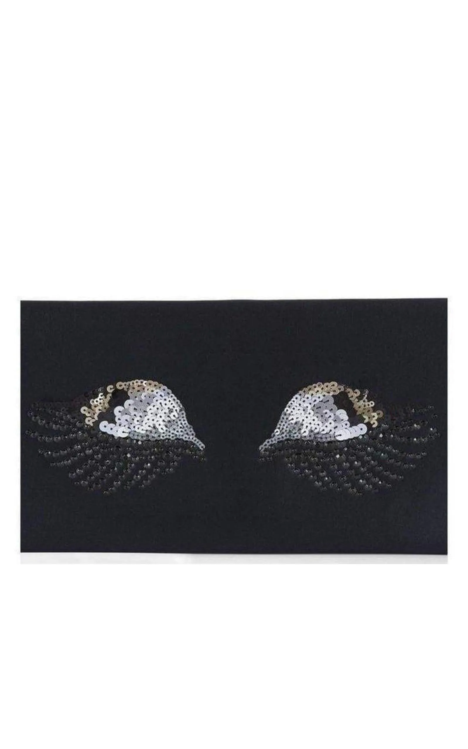 Black Harlow Eye-Embellished Envelope Clutch