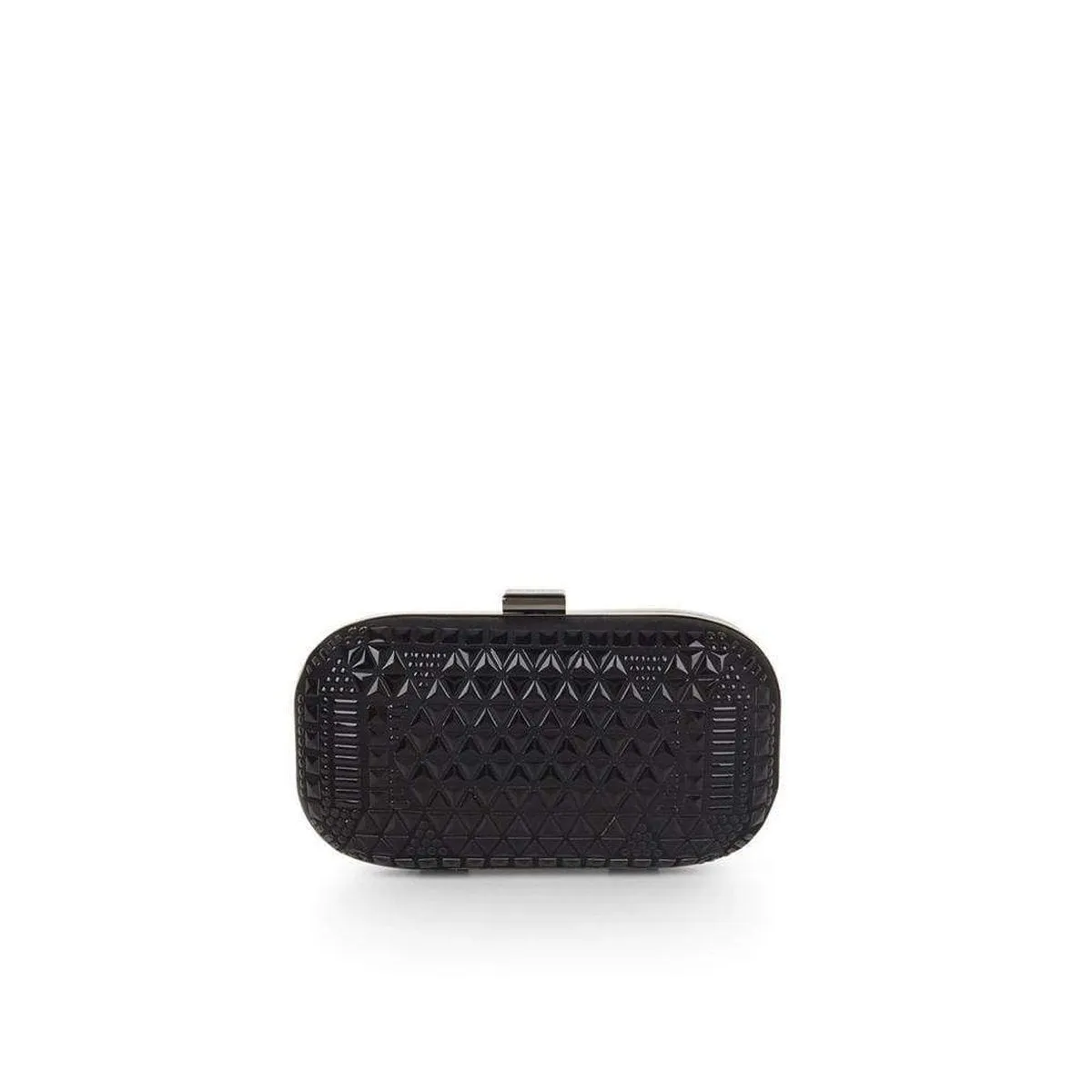 Black Hot-Fix Beaded Minaudire Clutch