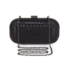 Black Hot-Fix Beaded Minaudire Clutch