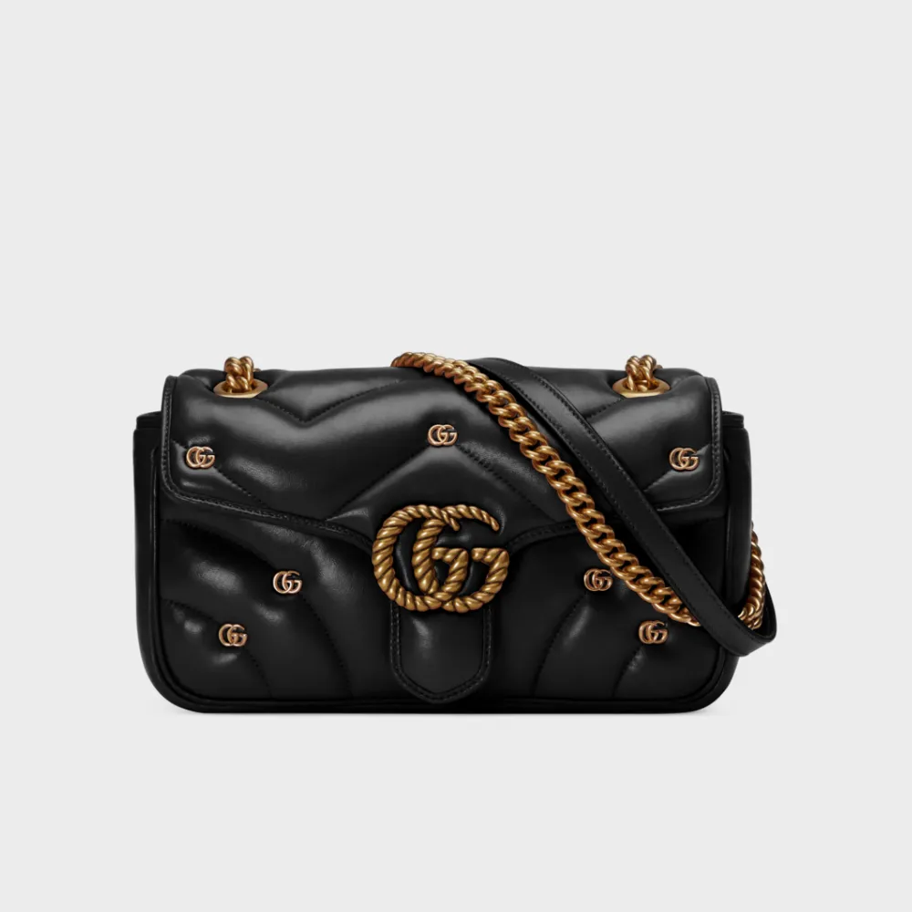Black Leather GG Marmont Mini Shoulder Bag Leather Shoulder Bag for Women