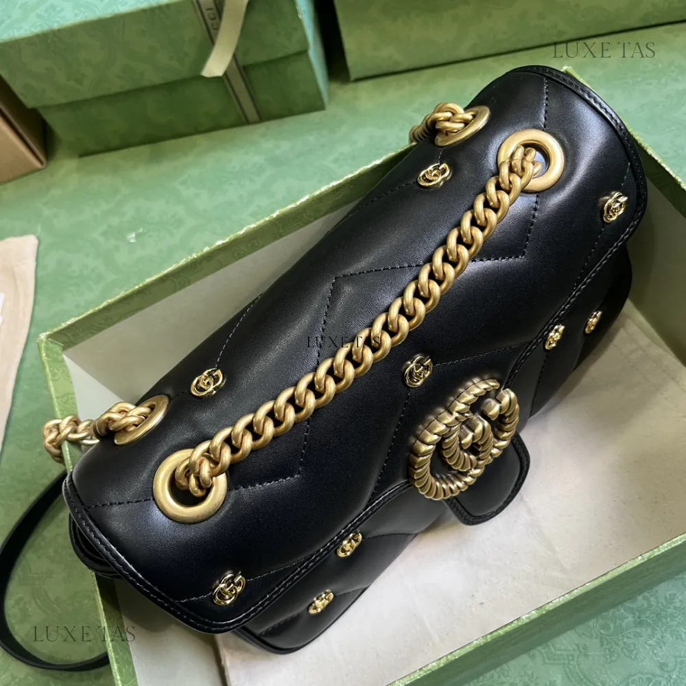 Black Leather GG Marmont Mini Shoulder Bag Leather Shoulder Bag for Women