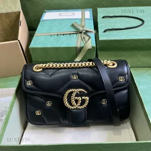 Black Leather GG Marmont Mini Shoulder Bag Leather Shoulder Bag for Women