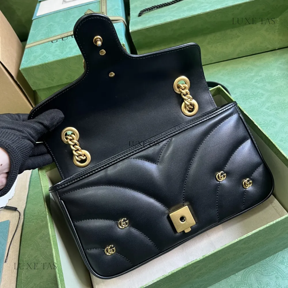 Black Leather GG Marmont Mini Shoulder Bag Leather Shoulder Bag for Women