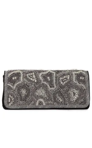 Black Nabuck Leather & Swarovski Crystal Clutch