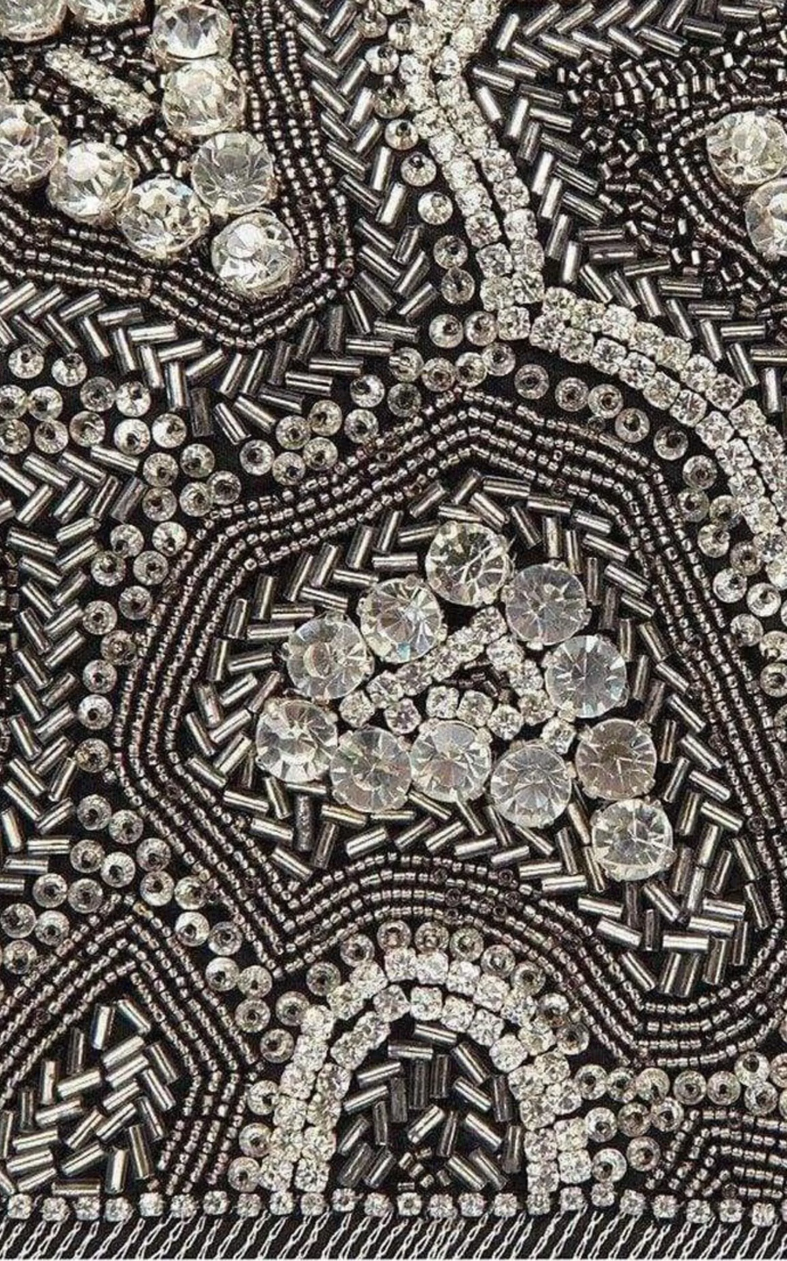 Black Nabuck Leather & Swarovski Crystal Clutch