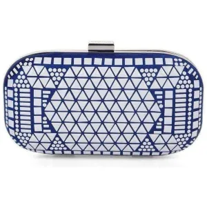 BLUE HOT FIX BEADED MINAUDIERE CLUTCH BAG