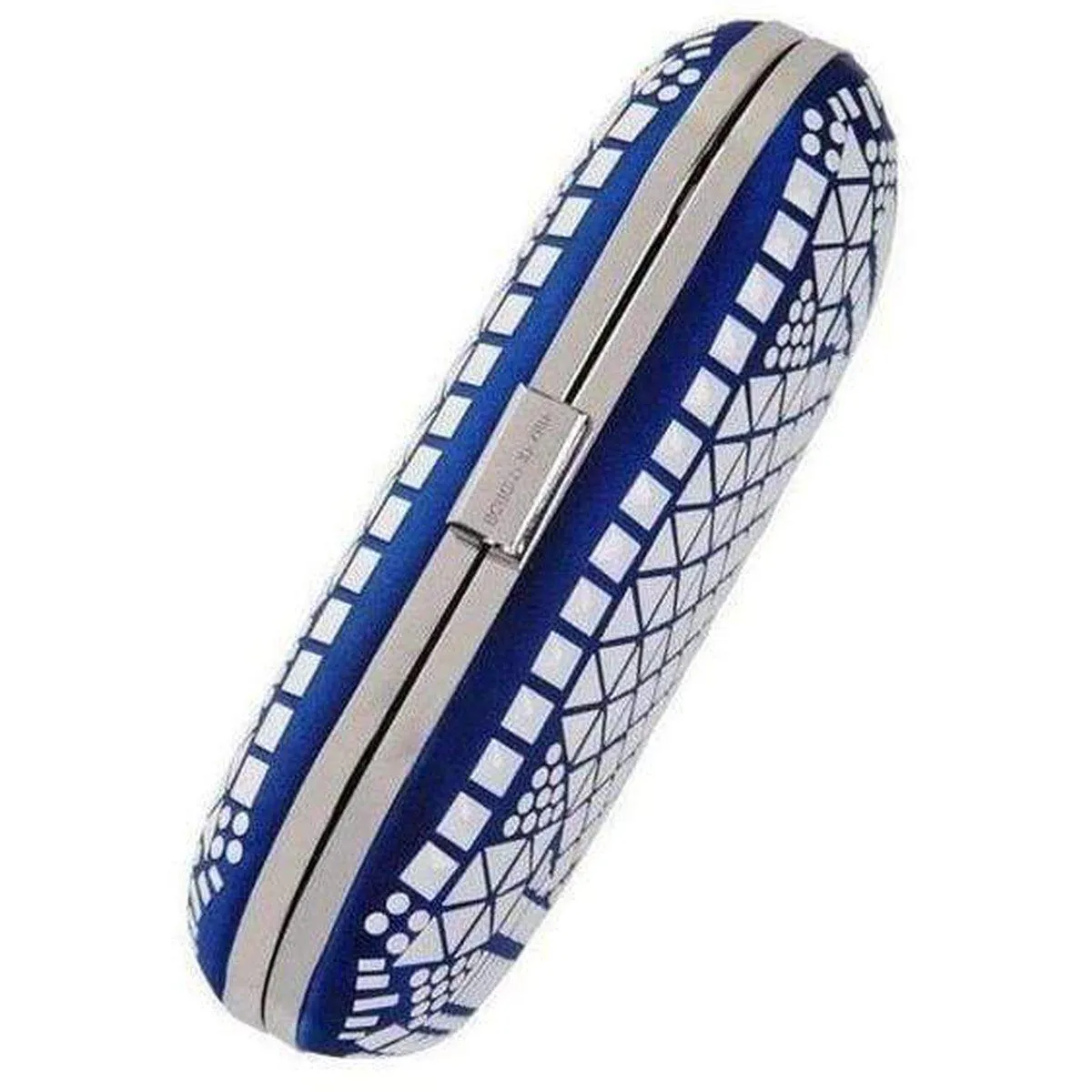 BLUE HOT FIX BEADED MINAUDIERE CLUTCH BAG