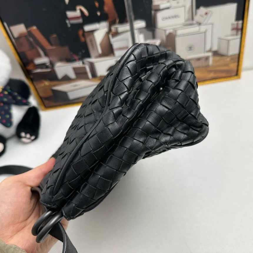 Bottega Veneta Intrecciato Black Shoulder Bag