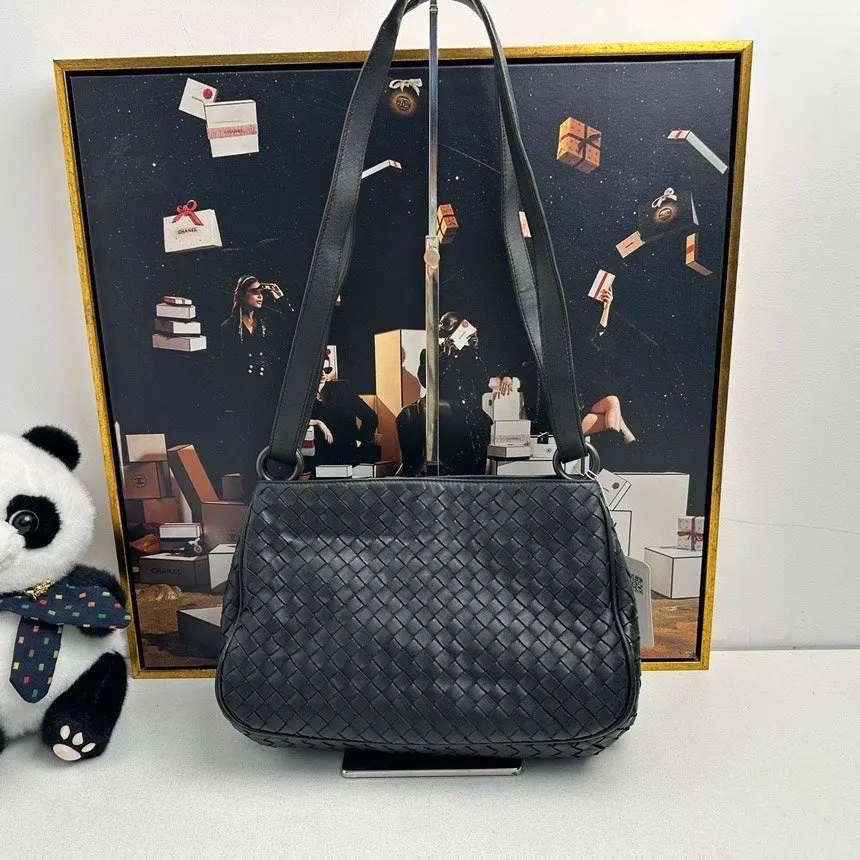 Bottega Veneta Intrecciato Black Shoulder Bag