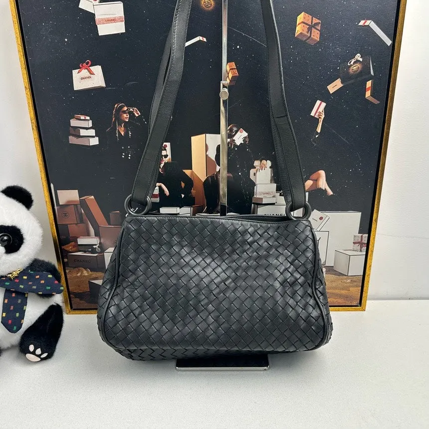 Bottega Veneta Intrecciato Black Shoulder Bag
