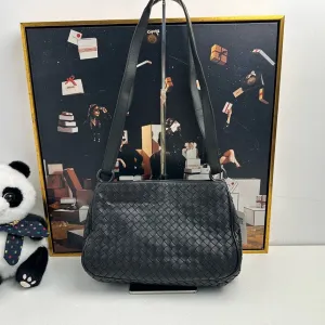 Bottega Veneta Intrecciato Black Shoulder Bag