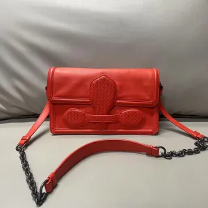 Bottega Veneta Intrecciato Leather Red Preloved Shoulder Bag