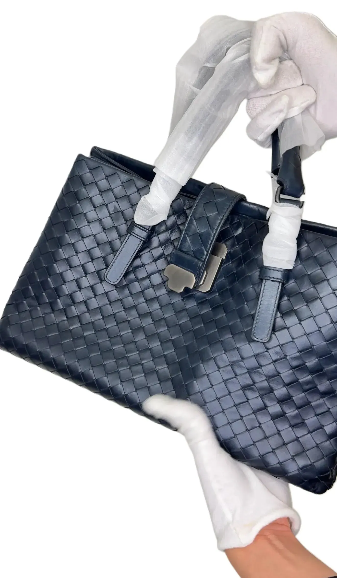 Bottega Veneta Intrecciato Small Roma Tote - Blue Totes B22-26
