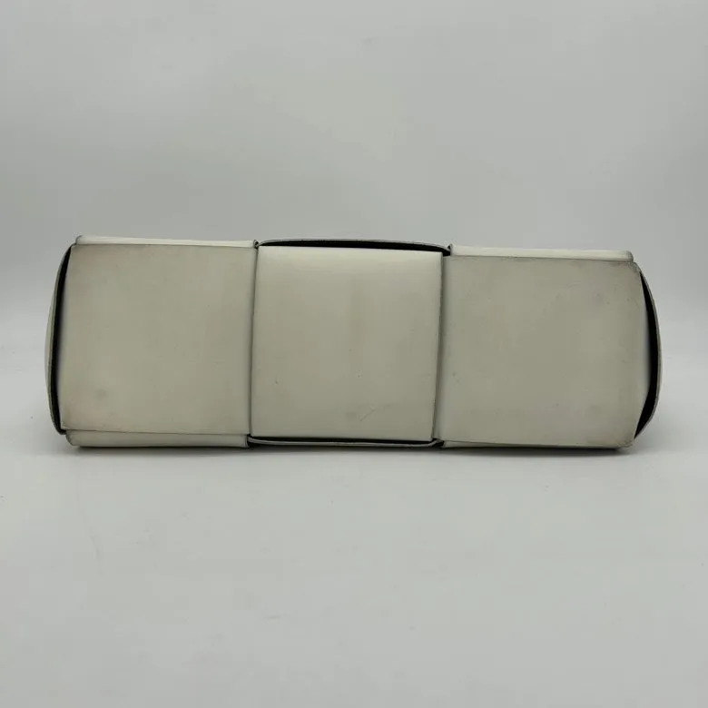 Bottega Veneta Leather Shoulder Bag White and Black Medium Size
