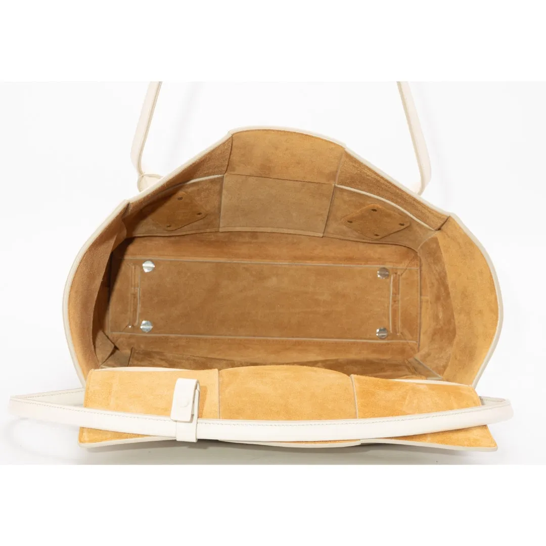Bottega Veneta Off-white Intrecciato Leather Acro Tote
