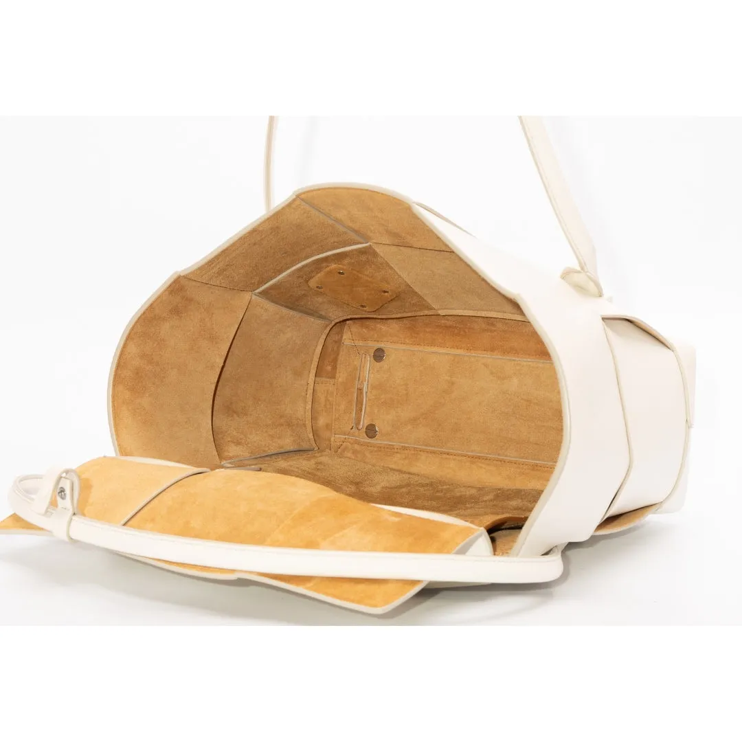 Bottega Veneta Off-white Intrecciato Leather Acro Tote