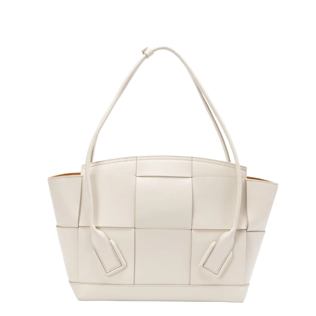 Bottega Veneta Off-white Intrecciato Leather Acro Tote