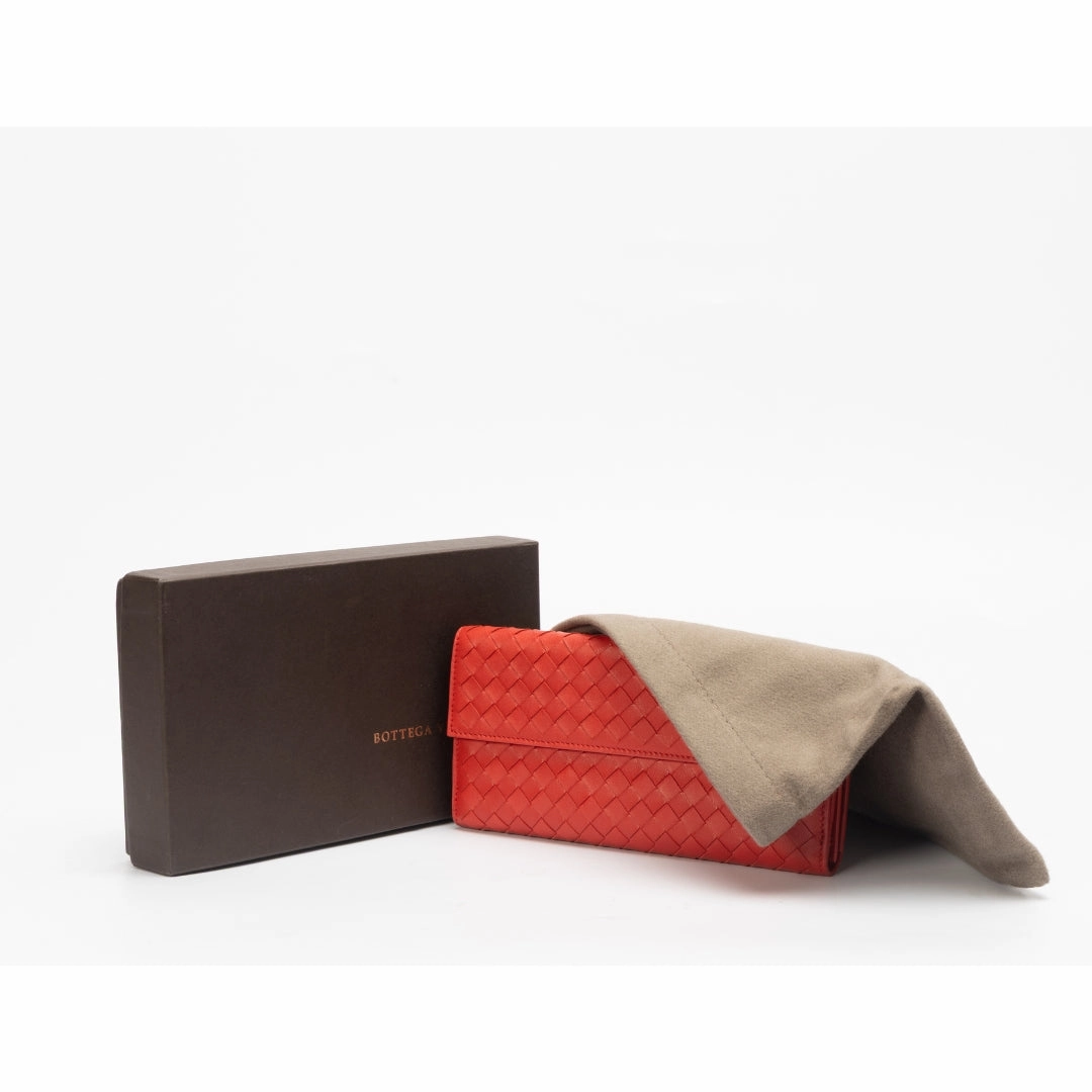 Bottega Veneta Intrecciato Weave Leather Continental Wallet