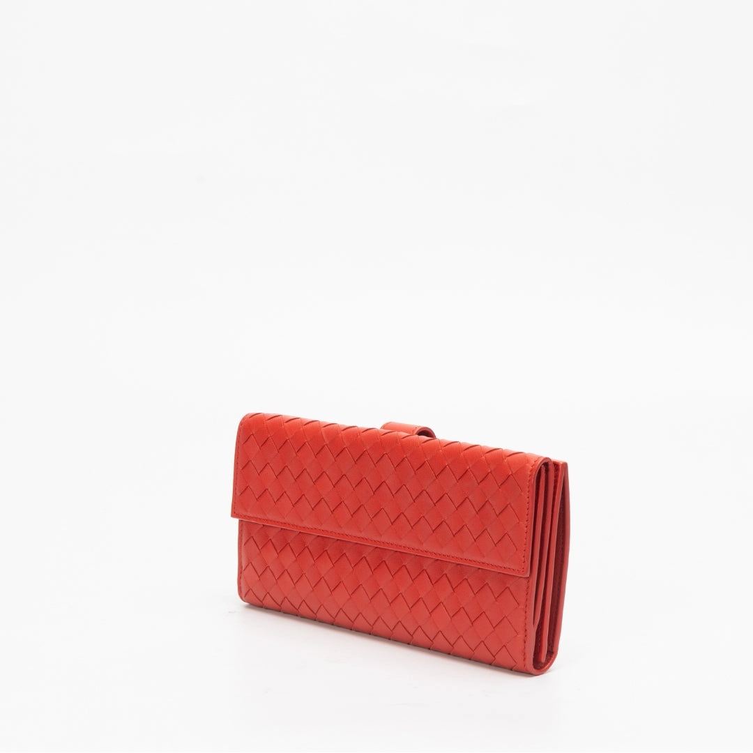 Bottega Veneta Intrecciato Weave Leather Continental Wallet