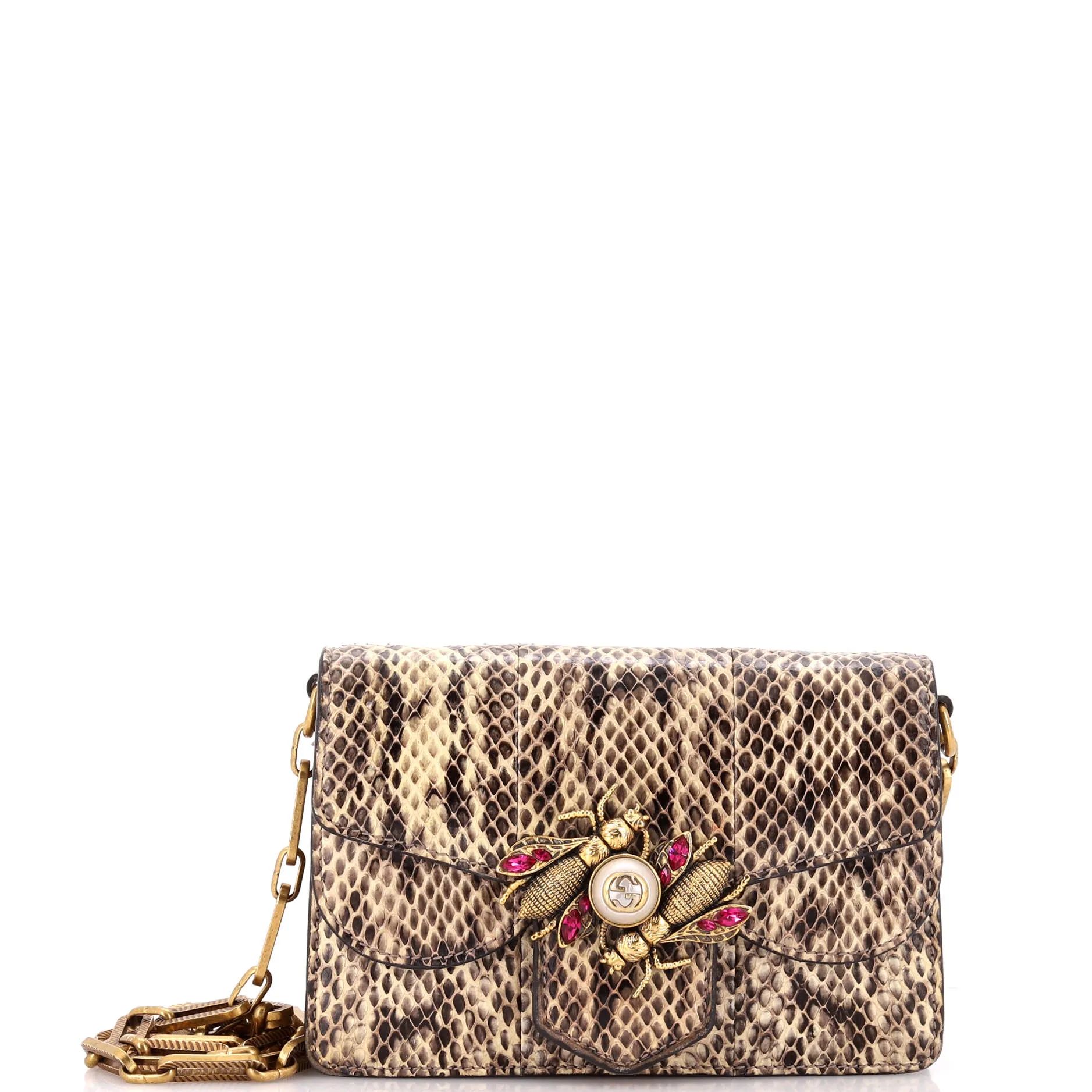 Broadway Bee Shoulder Bag Embellished Python Mini