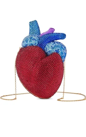 Broadway Heart Crystal-Embellished Clutch Bag