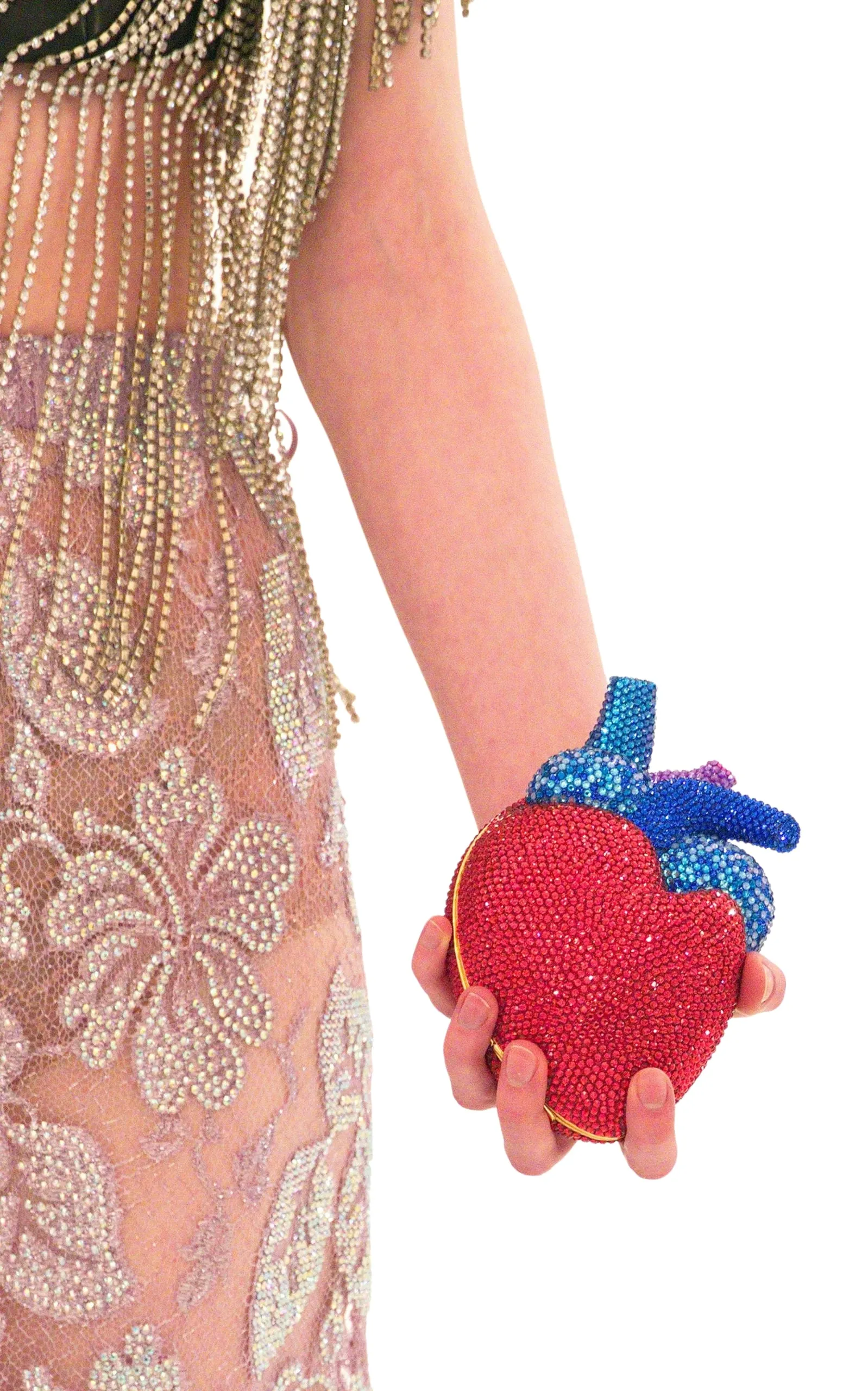 Broadway Heart Crystal-Embellished Clutch Bag
